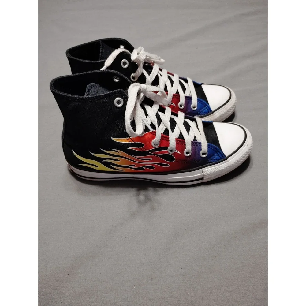 Converse Chuck Taylor Kids 4.5 Flame High‎ Top Preppy Skater Artsy Boho Sneakers